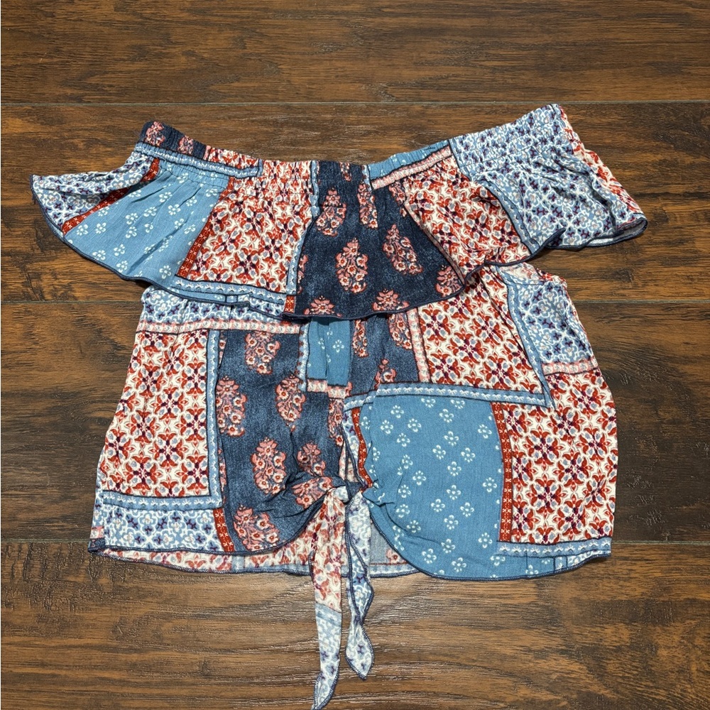 Patchwork Off-Shoulder Women's Top